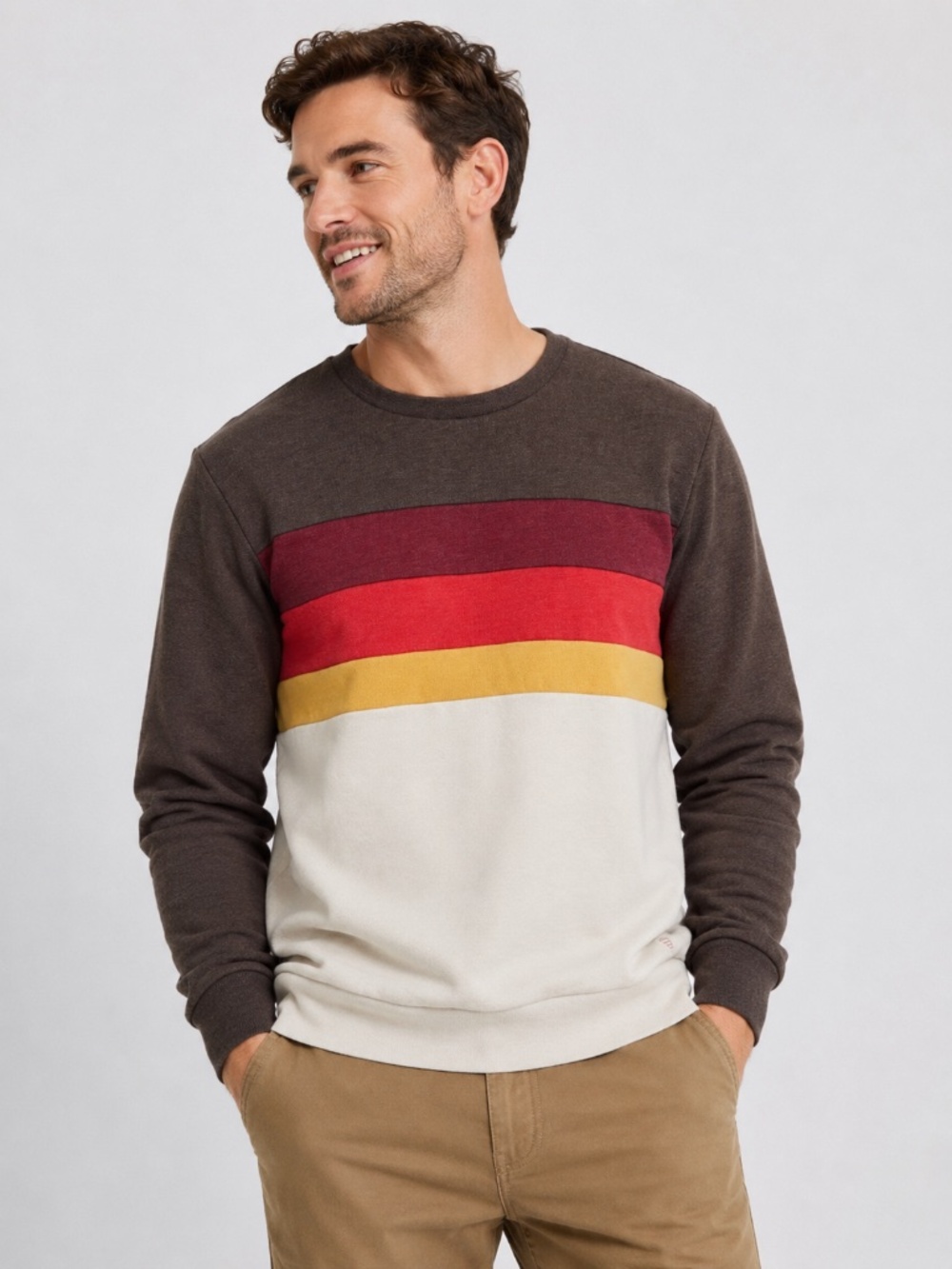 Marine Layer Re-Spun Crewneck Sweatshirt Men’s Small Retro Stripe Pullover